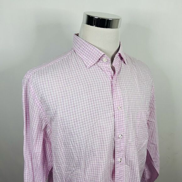 Rodd & Gunn Large Sports Fit Shirt Pink White Plaid 100% Cotton Button Down - Picture 1 of 5